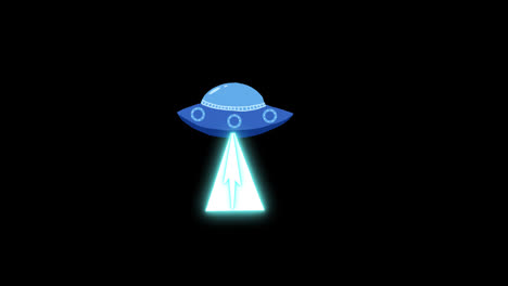 Cartoon-Alien,-Das-UFO-Raumschiff-Animation-Mit-Alphakanal-Fliegt